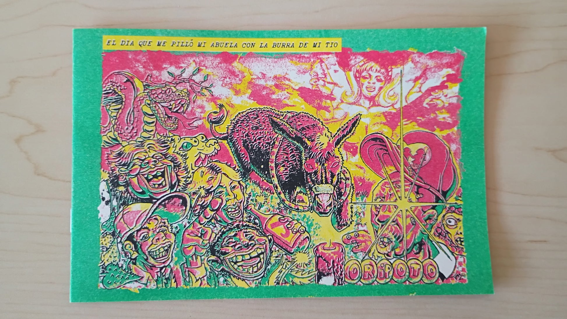 Colorful psychedelic-style RISO comic book with a donkey on the cover